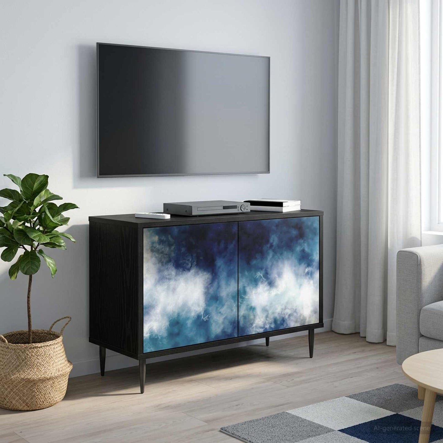 vidaXL TV Cabinet RAALTE 69 x 33 x 50.5 cm Black Oak Engineered Wood