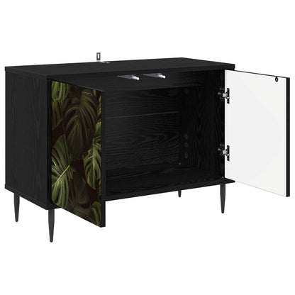 vidaXL TV Cabinet ELBURG 69 x 33 x 50.5 cm Black Oak Engineered Wood