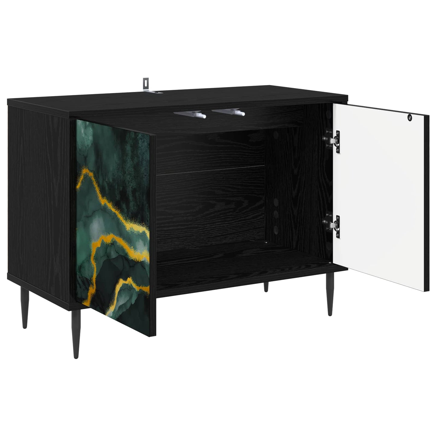 vidaXL TV Cabinet WIJHE 69 x 33 x 50.5 cm Black Oak Engineered Wood