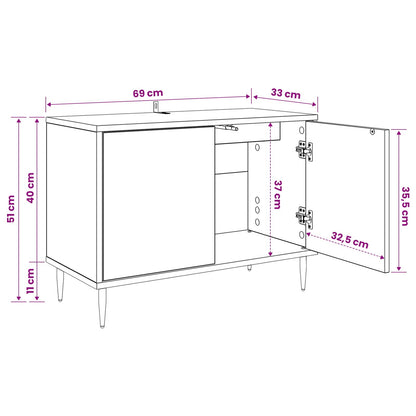 vidaXL TV Cabinet WIJHE 69 x 33 x 50.5 cm Black Oak Engineered Wood