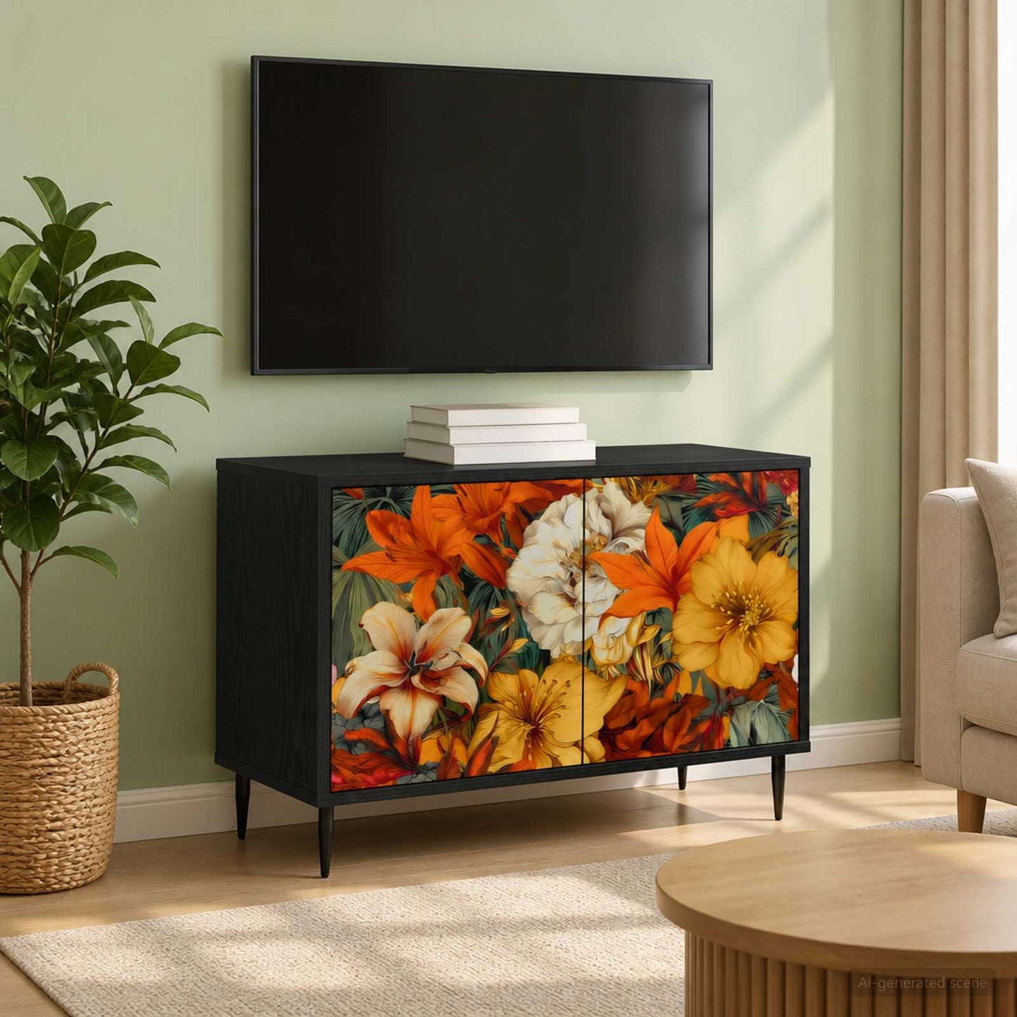 vidaXL TV Cabinet GENNEP 69 x 33 x 50.5 cm Black Oak Engineered Wood