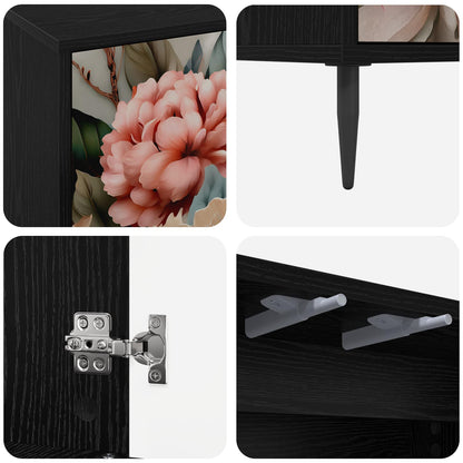 vidaXL TV Cabinet BORNE 69 x 33 x 50.5 cm Black Oak Engineered Wood
