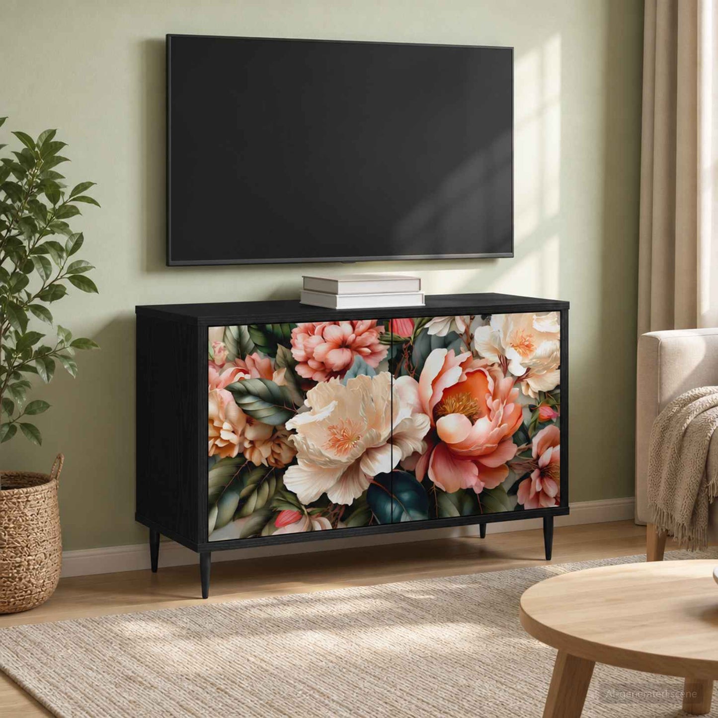 vidaXL TV Cabinet BORNE 69 x 33 x 50.5 cm Black Oak Engineered Wood