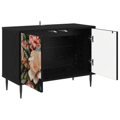vidaXL TV Cabinet BORNE 69 x 33 x 50.5 cm Black Oak Engineered Wood