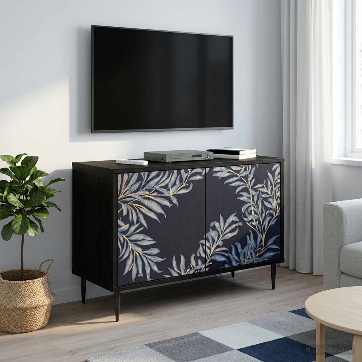 vidaXL TV Cabinet DOKKUM 69 x 33 x 50.5 cm Black Oak Engineered Wood