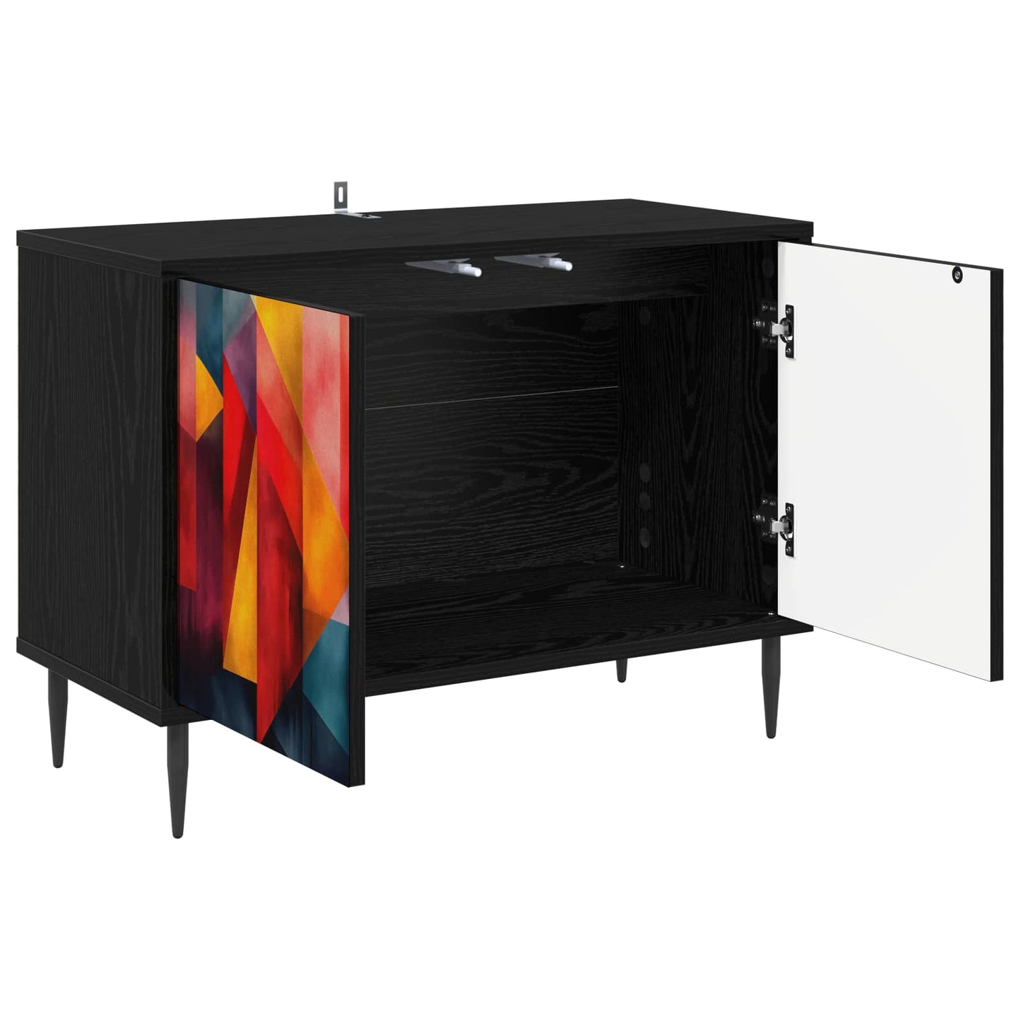 vidaXL TV Cabinet HEESCH 69 x 33 x 50.5 cm Black Oak Engineered Wood