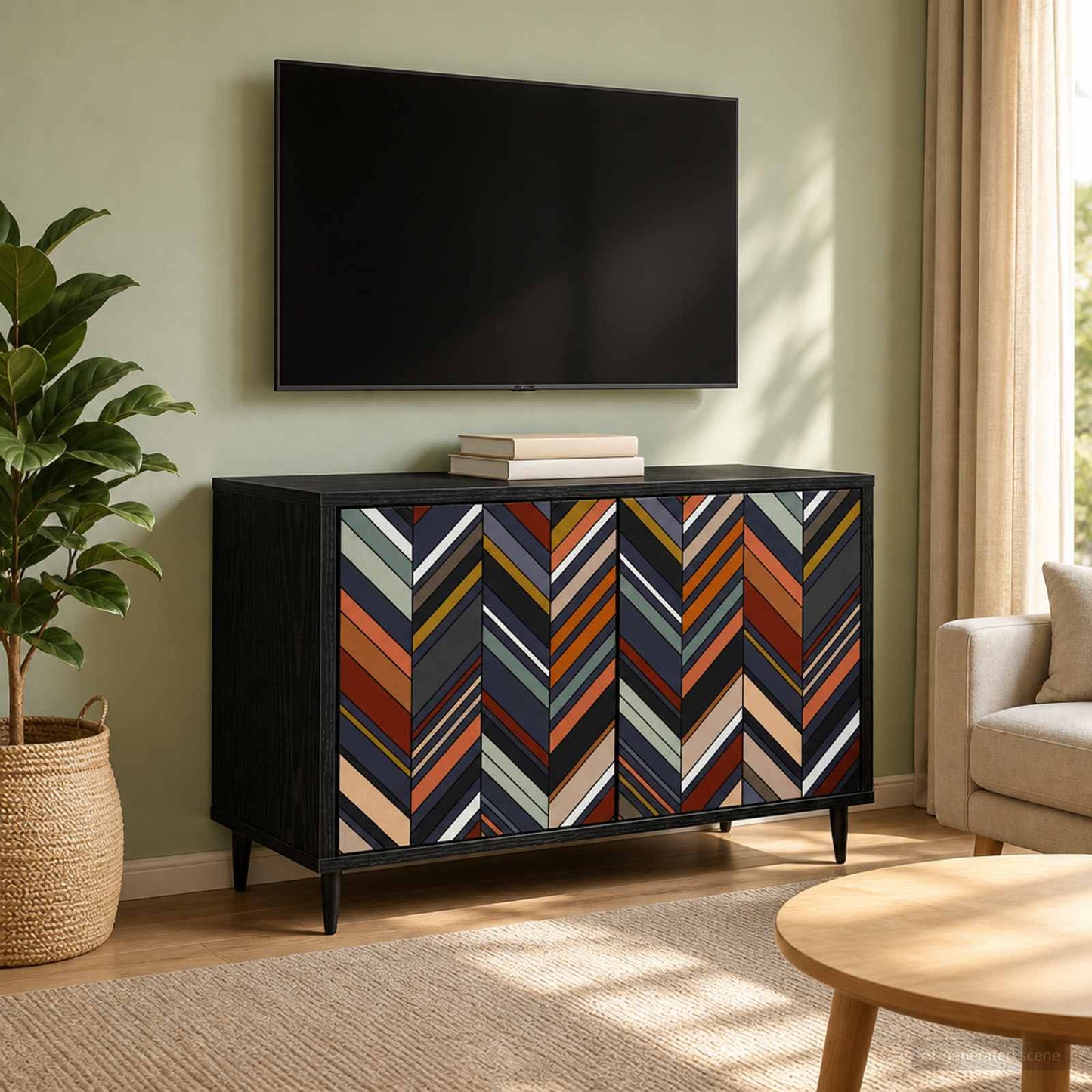 vidaXL TV Cabinet OMMEN 69 x 33 x 50.5 cm Black Oak Engineered Wood