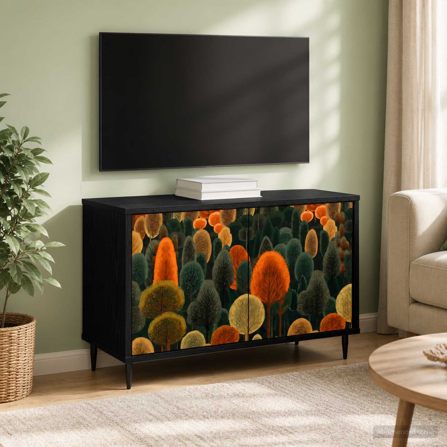 vidaXL TV Cabinet ZAANDAM 69 x 33 x 50.5 cm Black Oak Engineered Wood