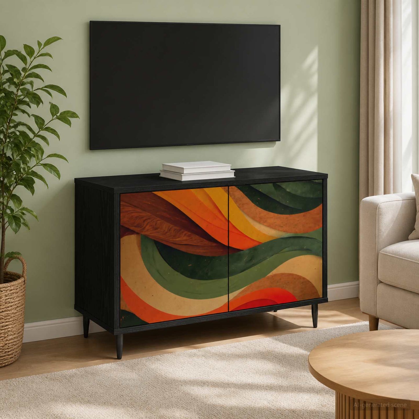 vidaXL TV Cabinet BONN 69 x 33 x 50.5 cm Black Oak Engineered Wood