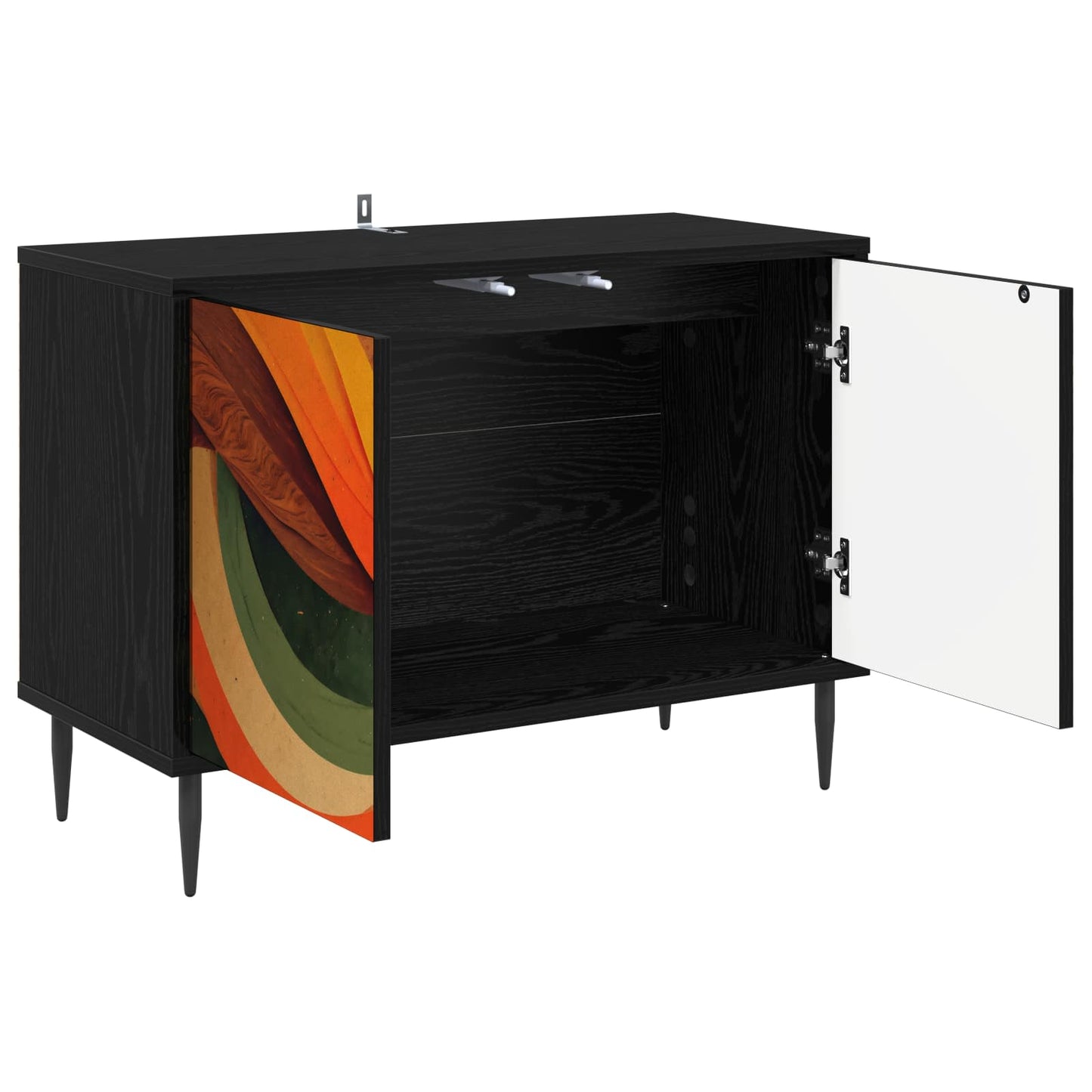 vidaXL TV Cabinet BONN 69 x 33 x 50.5 cm Black Oak Engineered Wood