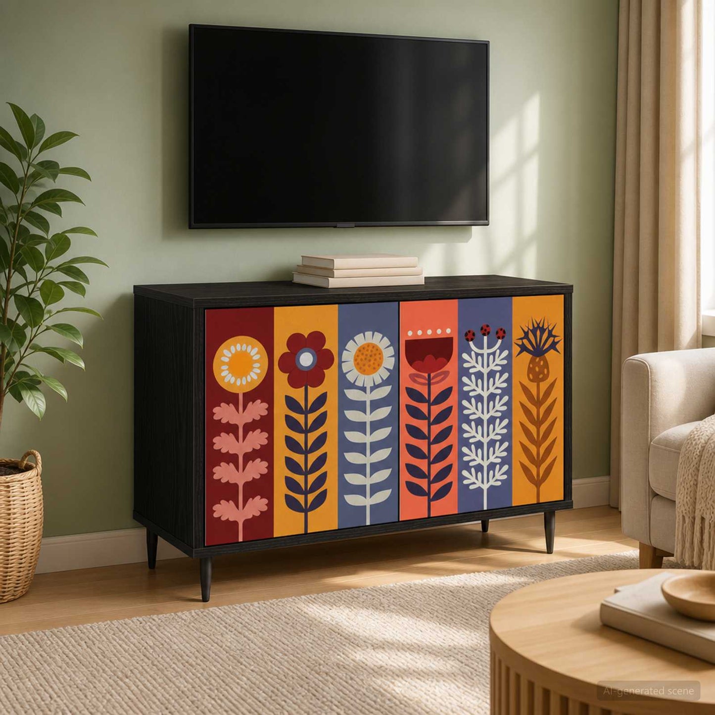 vidaXL TV Cabinet ESSEN 69 x 33 x 50.5 cm Black Oak Engineered Wood