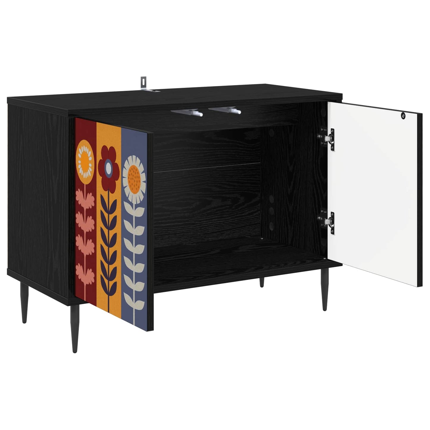 vidaXL TV Cabinet ESSEN 69 x 33 x 50.5 cm Black Oak Engineered Wood