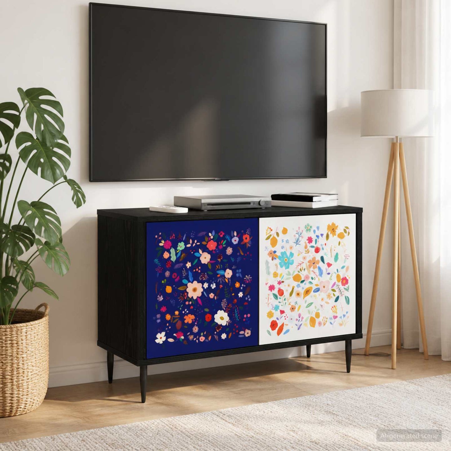 vidaXL TV Cabinet MAINZ 69 x 33 x 50.5 cm Black Oak Engineered Wood