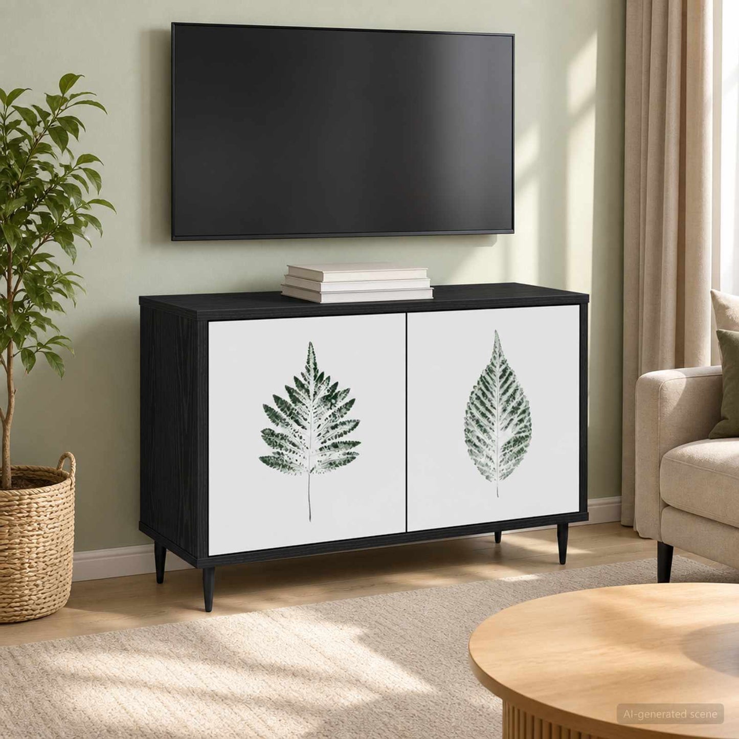vidaXL TV Cabinet HANAU 69 x 33 x 50.5 cm Black Oak Engineered Wood