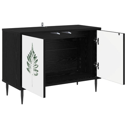vidaXL TV Cabinet HANAU 69 x 33 x 50.5 cm Black Oak Engineered Wood