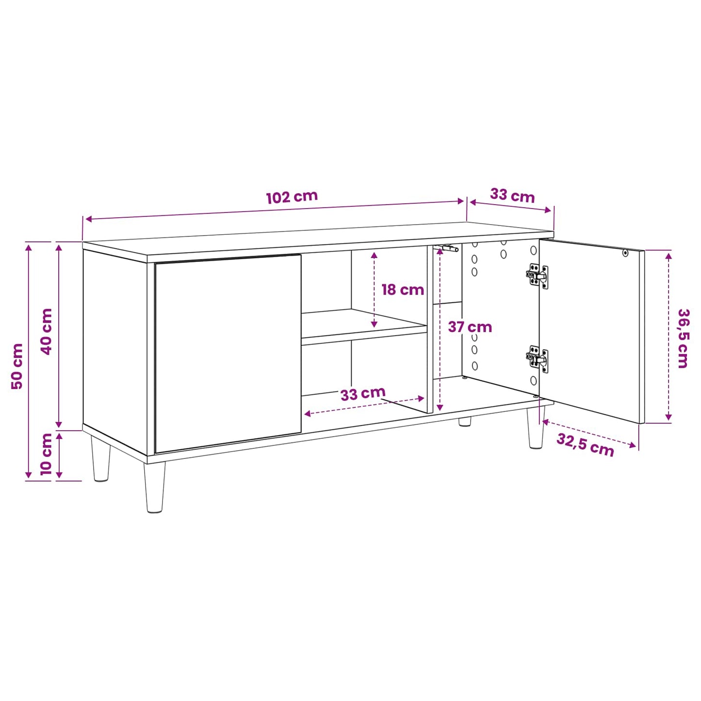 vidaXL TV Cabinet GELEEN 102 x 33 x 50 cm Sonoma Engineered Wood