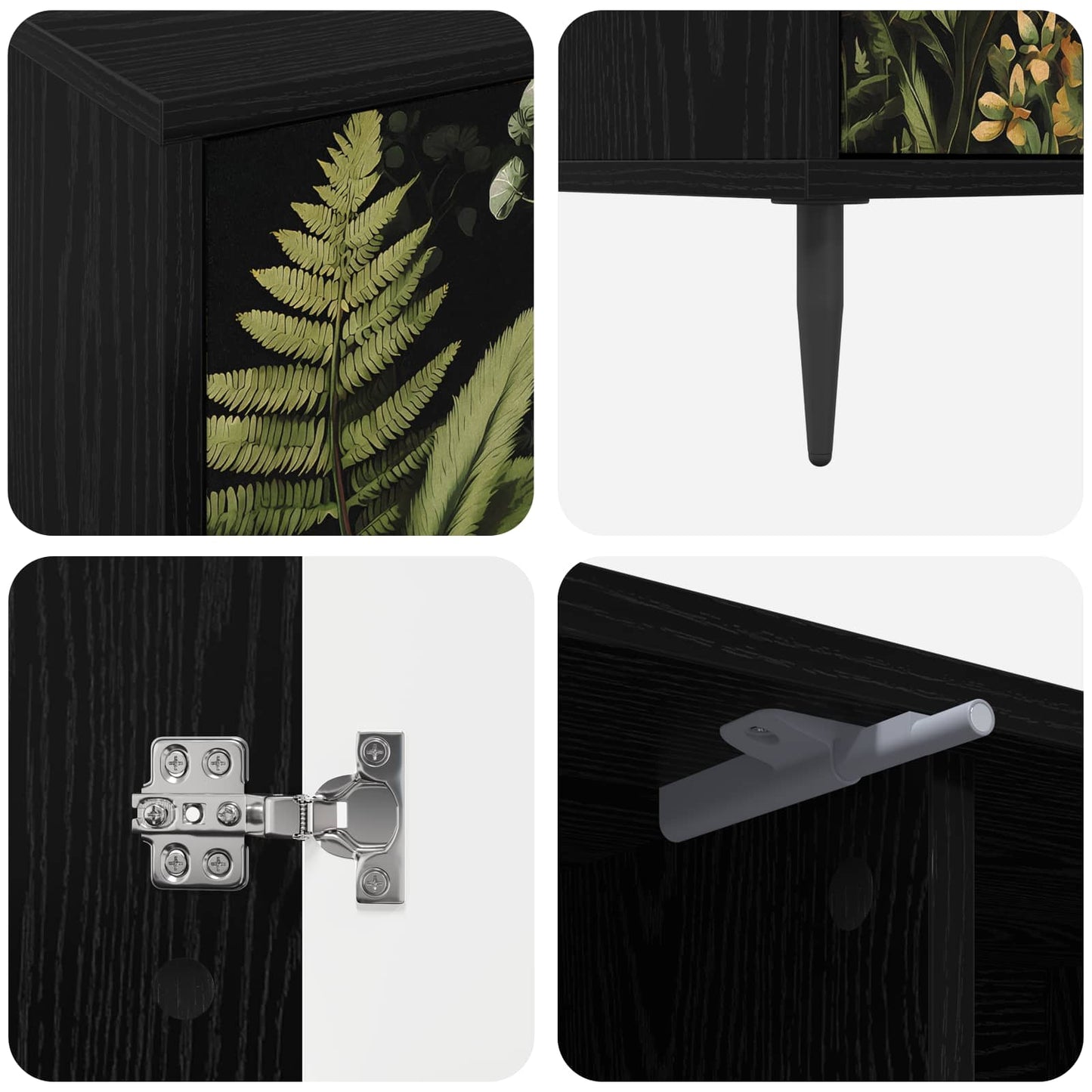 vidaXL TV Cabinet RHENEN 102 x 33 x 51 cm Black Oak Engineered Wood
