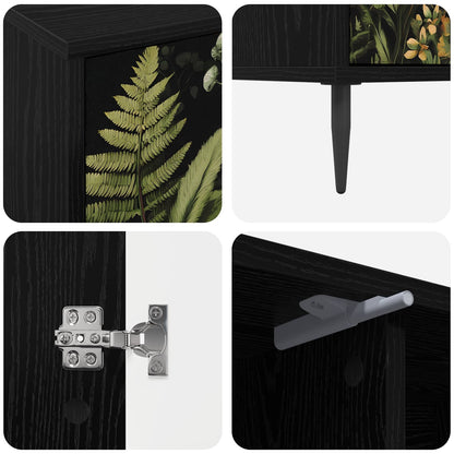 vidaXL TV Cabinet RHENEN 102 x 33 x 51 cm Black Oak Engineered Wood