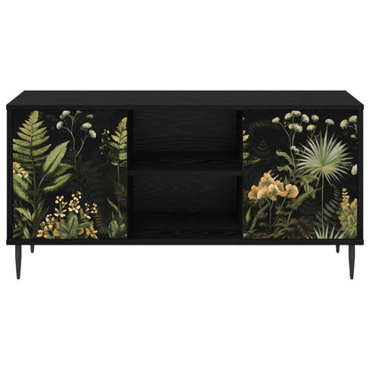 vidaXL TV Cabinet RHENEN 102 x 33 x 51 cm Black Oak Engineered Wood