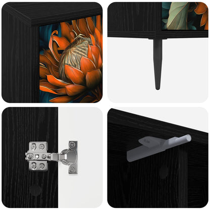 vidaXL TV Cabinet LOCHEM 102 x 33 x 51 cm Black Oak Engineered Wood