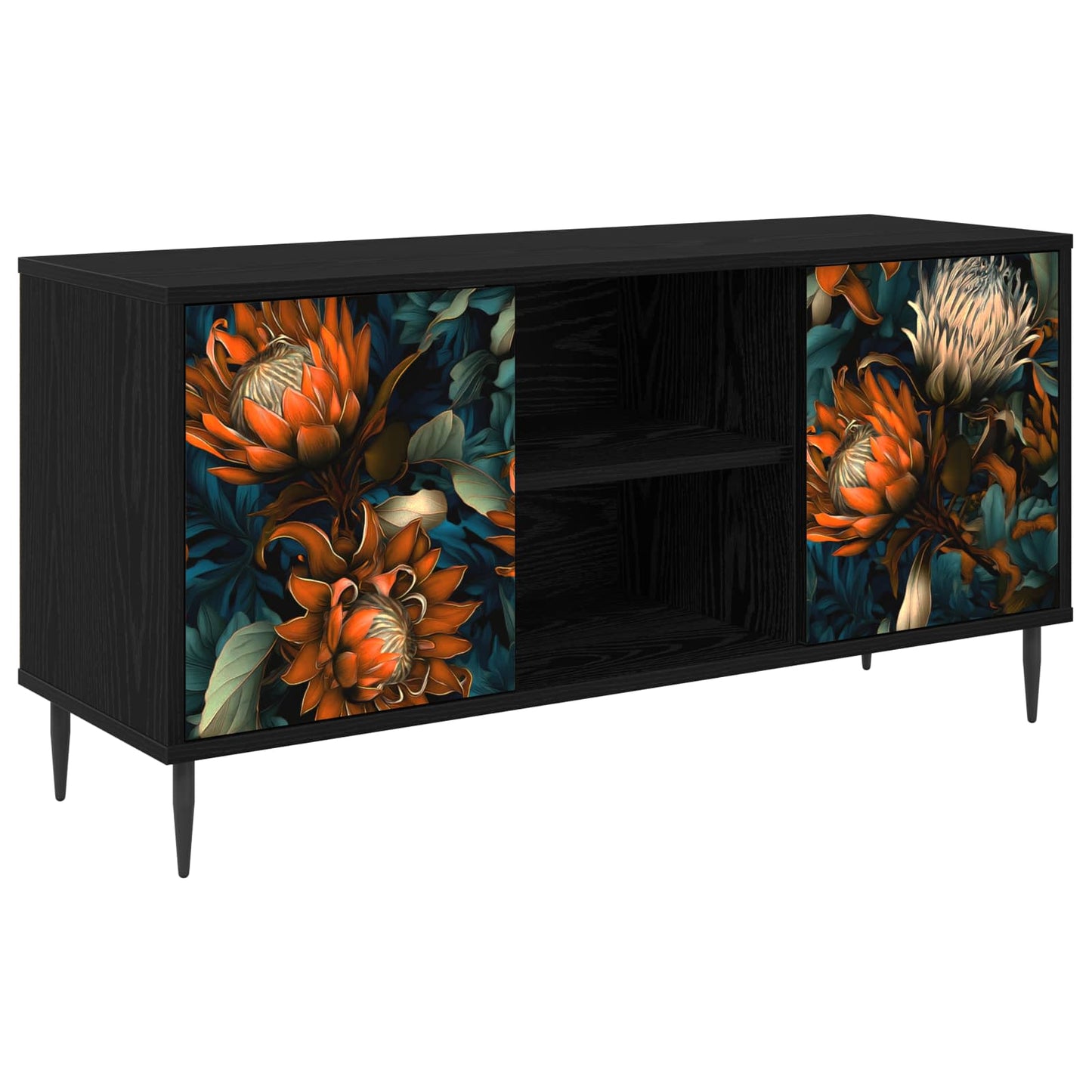 vidaXL TV Cabinet LOCHEM 102 x 33 x 51 cm Black Oak Engineered Wood