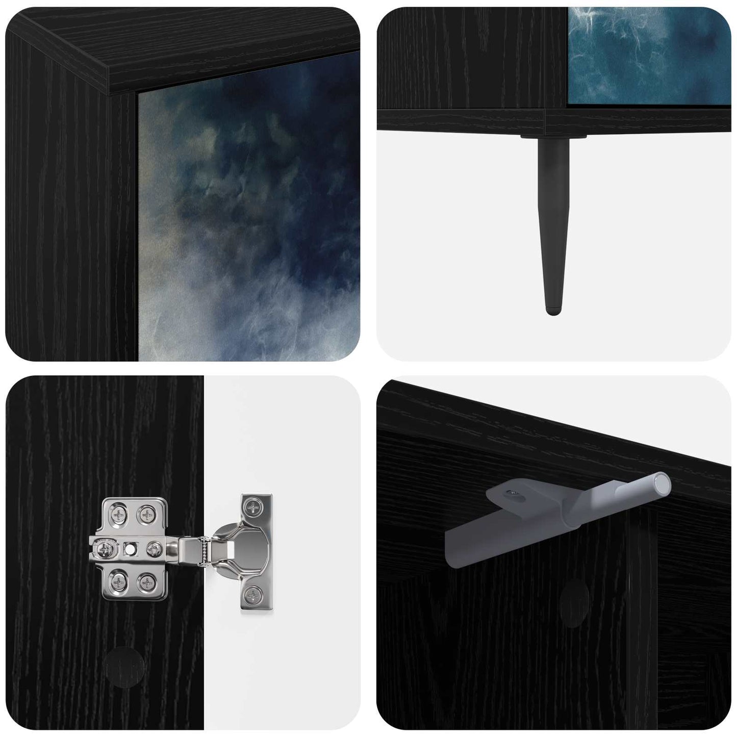 vidaXL TV Cabinet RAALTE 102 x 33 x 51 cm Black Oak Engineered Wood