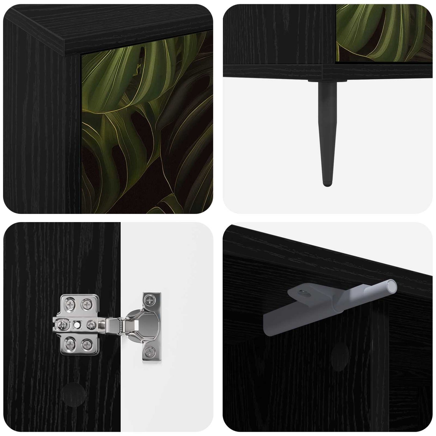 vidaXL TV Cabinet ELBURG 102 x 33 x 51 cm Black Oak Engineered Wood