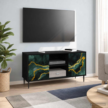 vidaXL TV Cabinet WIJHE 102 x 33 x 51 cm Black Oak Engineered Wood