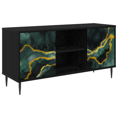 vidaXL TV Cabinet WIJHE 102 x 33 x 51 cm Black Oak Engineered Wood