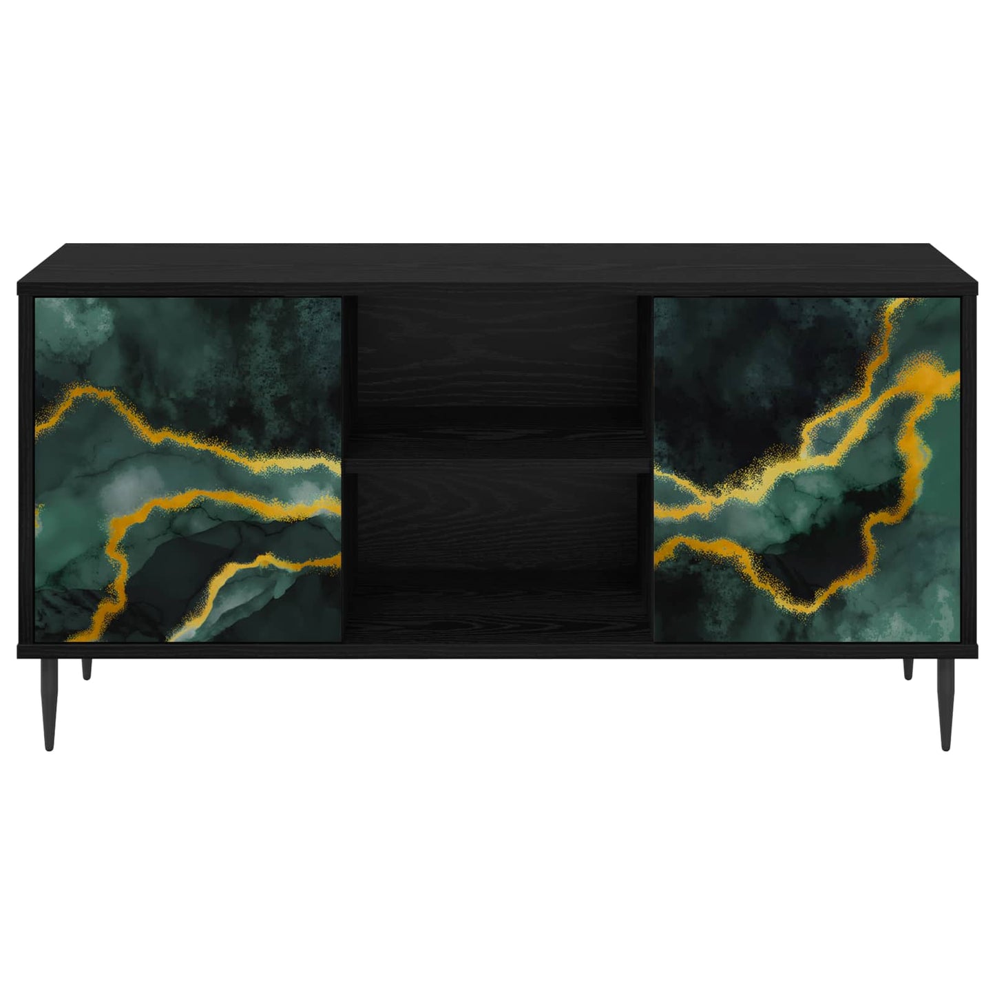vidaXL TV Cabinet WIJHE 102 x 33 x 51 cm Black Oak Engineered Wood