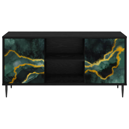 vidaXL TV Cabinet WIJHE 102 x 33 x 51 cm Black Oak Engineered Wood