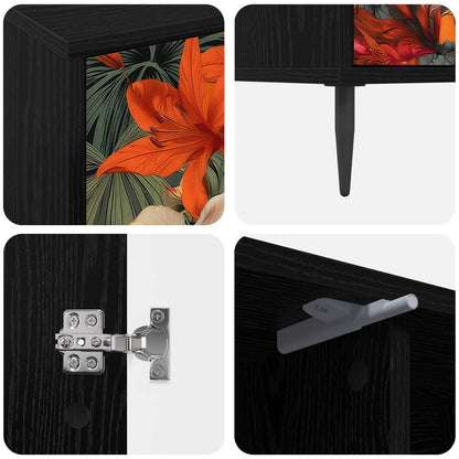 vidaXL TV Cabinet GENNEP 102 x 33 x 51 cm Black Oak Engineered Wood