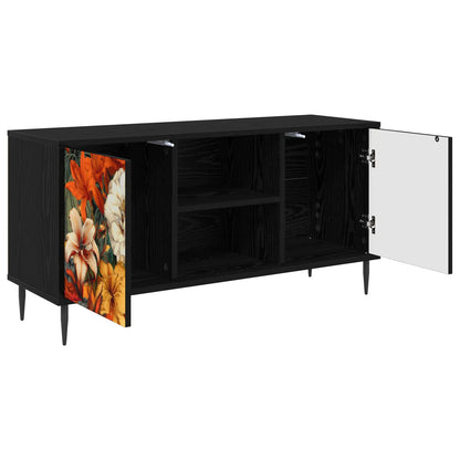 vidaXL TV Cabinet GENNEP 102 x 33 x 51 cm Black Oak Engineered Wood