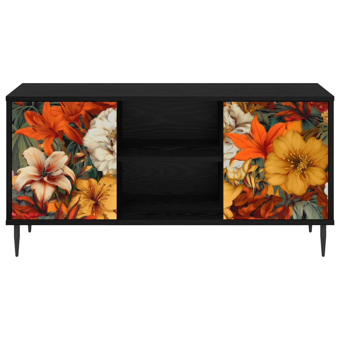 vidaXL TV Cabinet GENNEP 102 x 33 x 51 cm Black Oak Engineered Wood