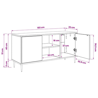 vidaXL TV Cabinet GENNEP 102 x 33 x 51 cm Black Oak Engineered Wood