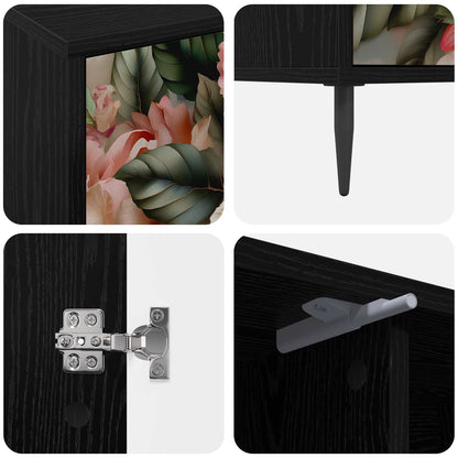 vidaXL TV Cabinet BORNE 102 x 33 x 51 cm Black Oak Engineered Wood