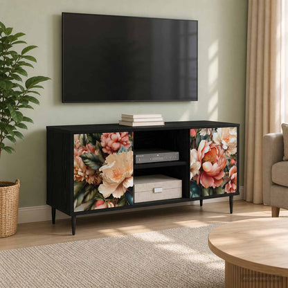 vidaXL TV Cabinet BORNE 102 x 33 x 51 cm Black Oak Engineered Wood