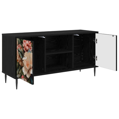 vidaXL TV Cabinet BORNE 102 x 33 x 51 cm Black Oak Engineered Wood