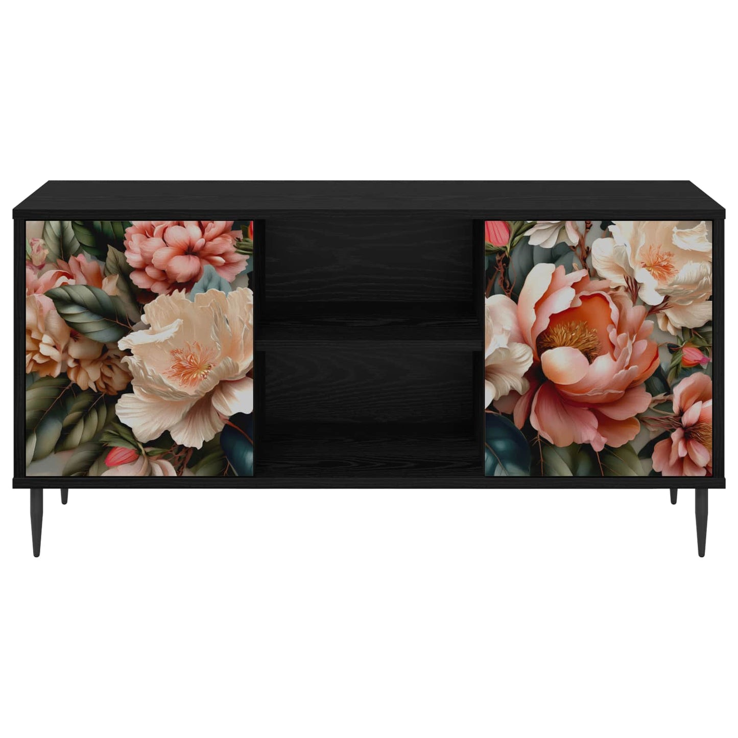 vidaXL TV Cabinet BORNE 102 x 33 x 51 cm Black Oak Engineered Wood