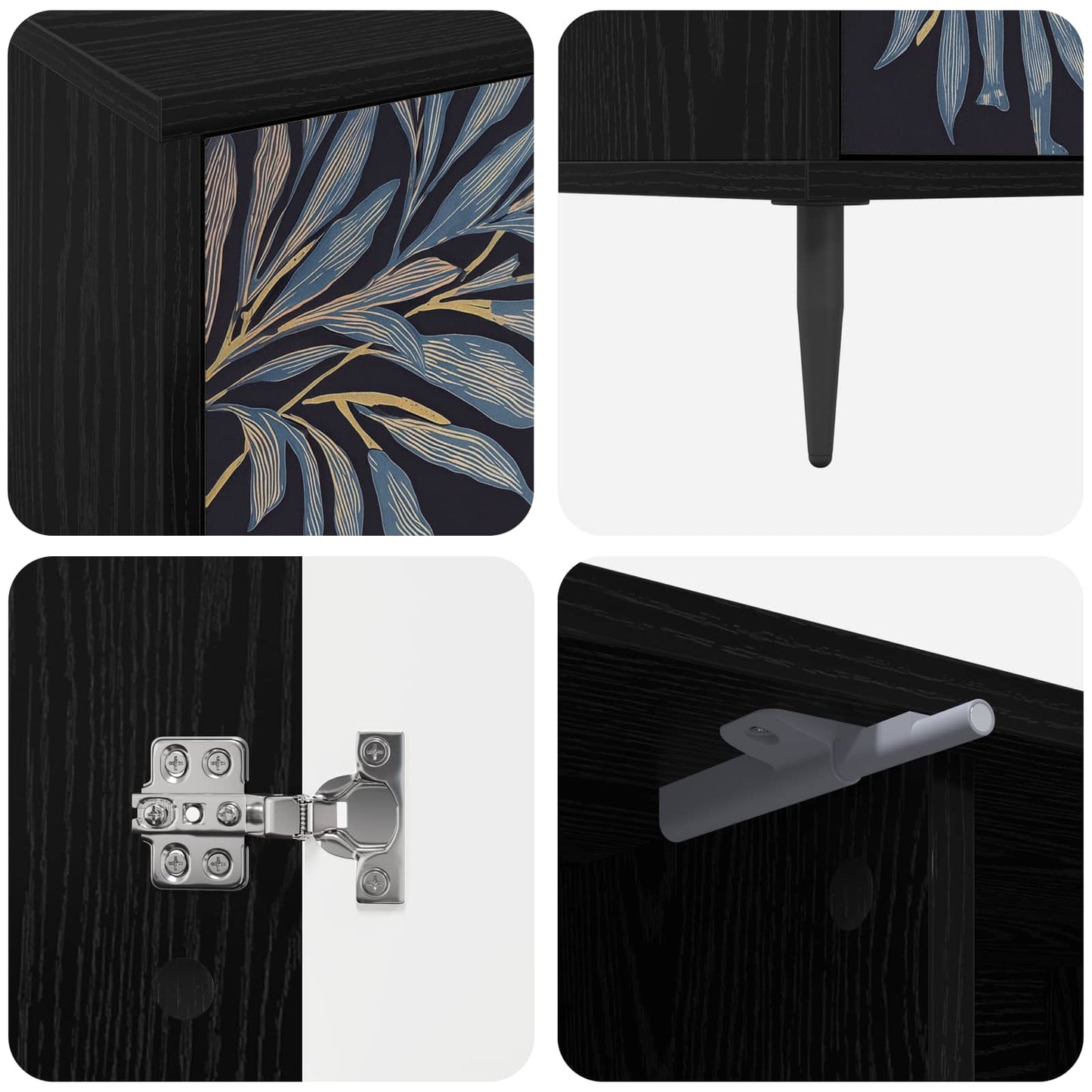 vidaXL TV Cabinet DOKKUM 102 x 33 x 51 cm Black Oak Engineered Wood