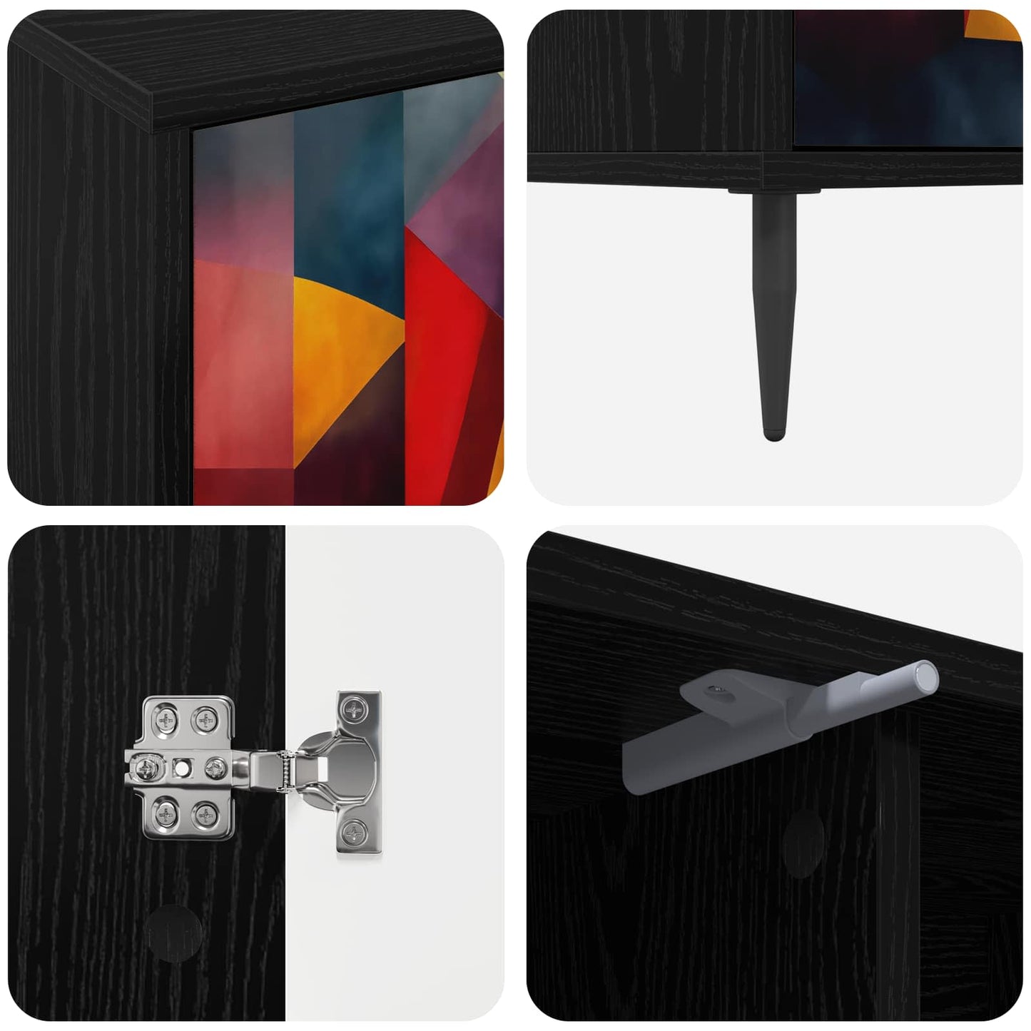 vidaXL TV Cabinet HEESCH 102 x 33 x 51 cm Black Oak Engineered Wood