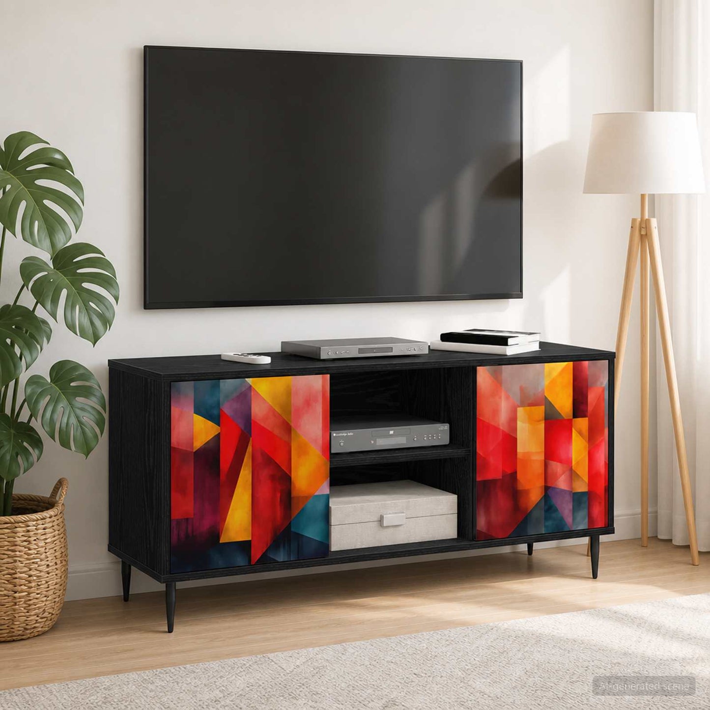 vidaXL TV Cabinet HEESCH 102 x 33 x 51 cm Black Oak Engineered Wood