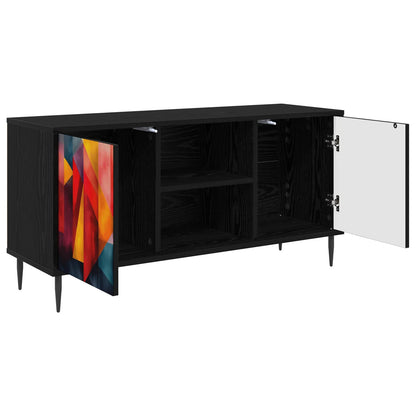 vidaXL TV Cabinet HEESCH 102 x 33 x 51 cm Black Oak Engineered Wood