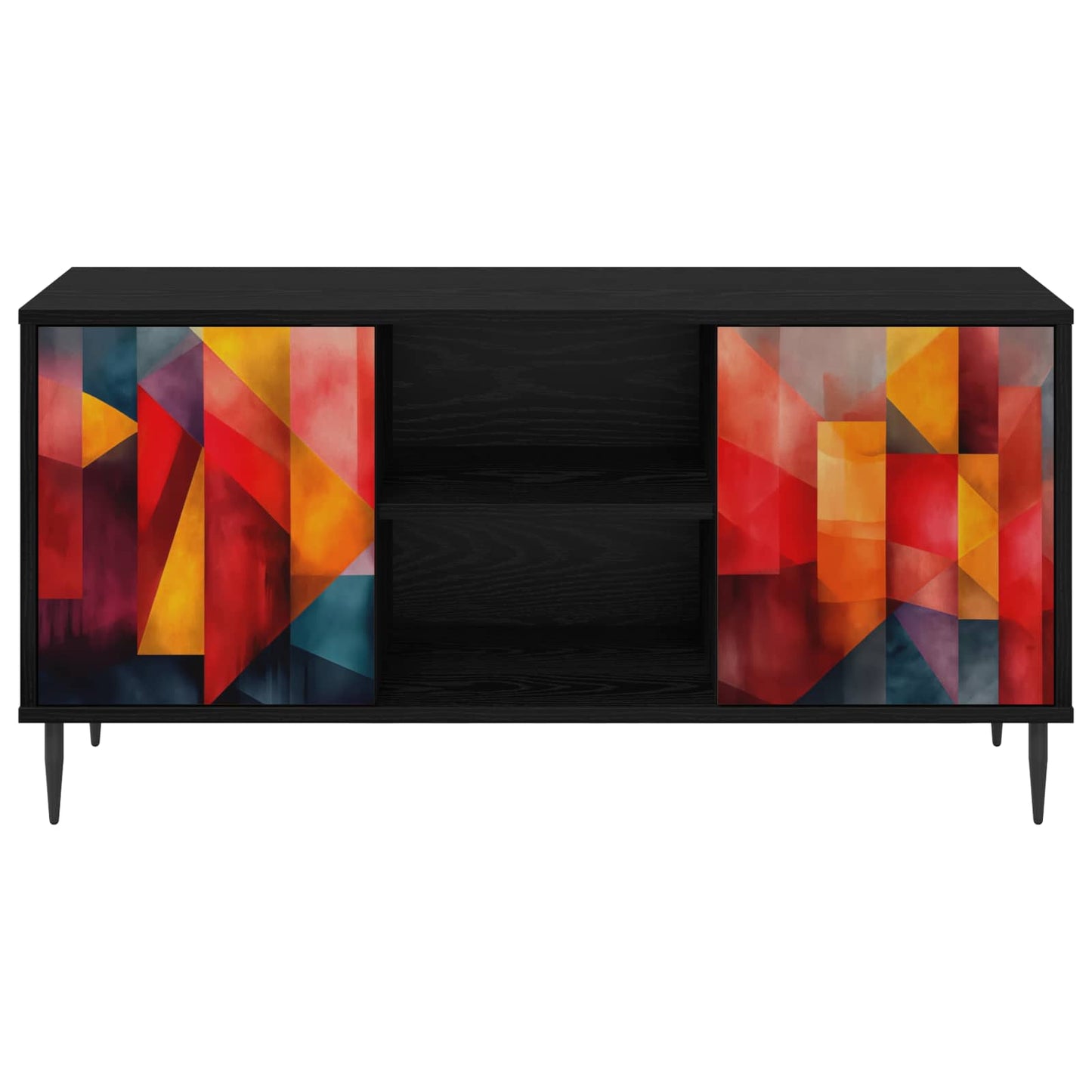vidaXL TV Cabinet HEESCH 102 x 33 x 51 cm Black Oak Engineered Wood