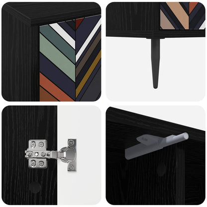 vidaXL TV Cabinet OMMEN 102 x 33 x 51 cm Black Oak Engineered Wood