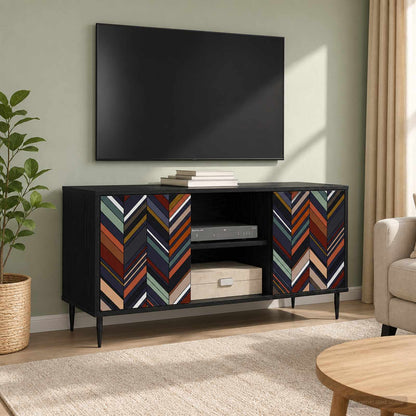 vidaXL TV Cabinet OMMEN 102 x 33 x 51 cm Black Oak Engineered Wood