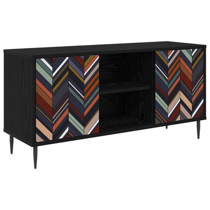 vidaXL TV Cabinet OMMEN 102 x 33 x 51 cm Black Oak Engineered Wood
