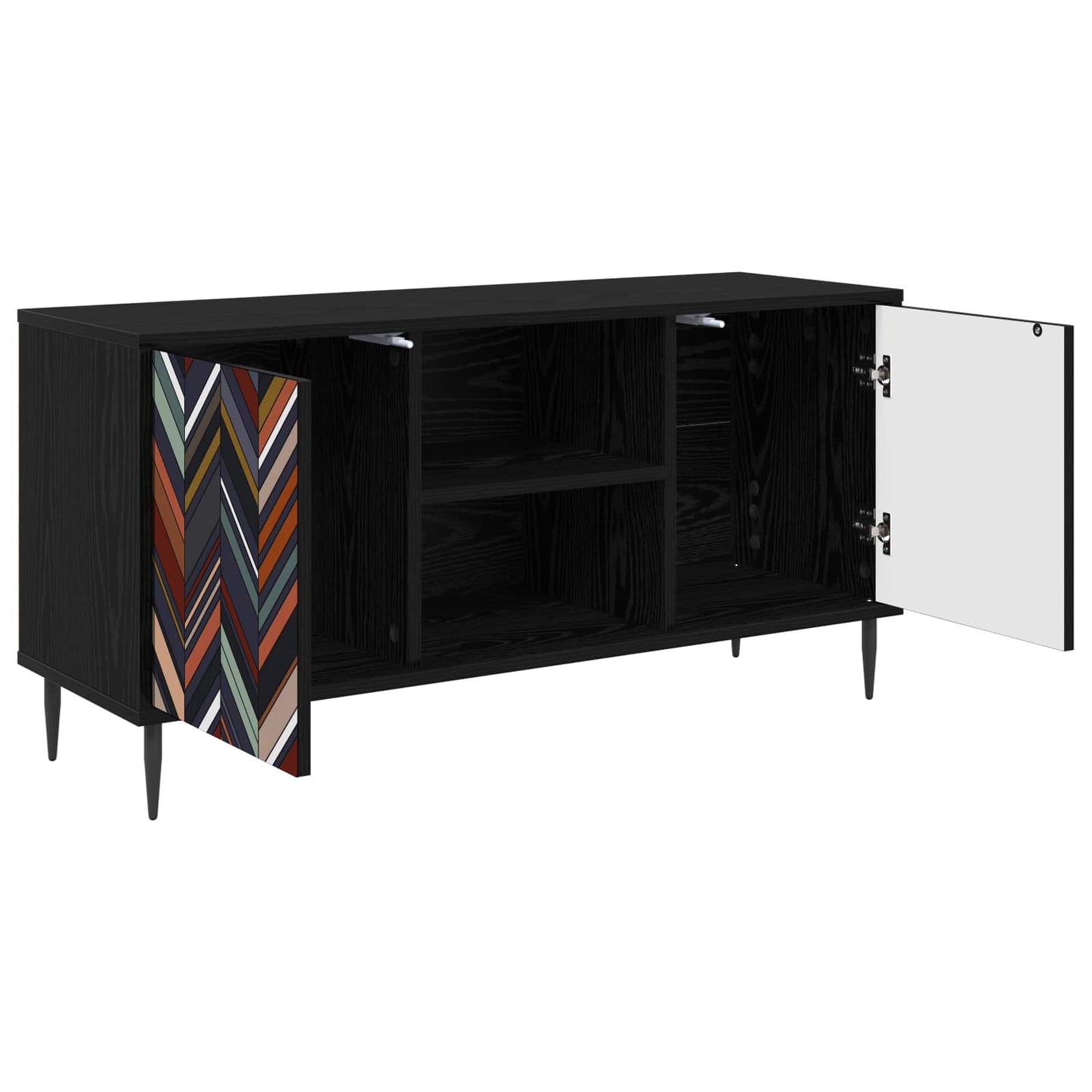 vidaXL TV Cabinet OMMEN 102 x 33 x 51 cm Black Oak Engineered Wood