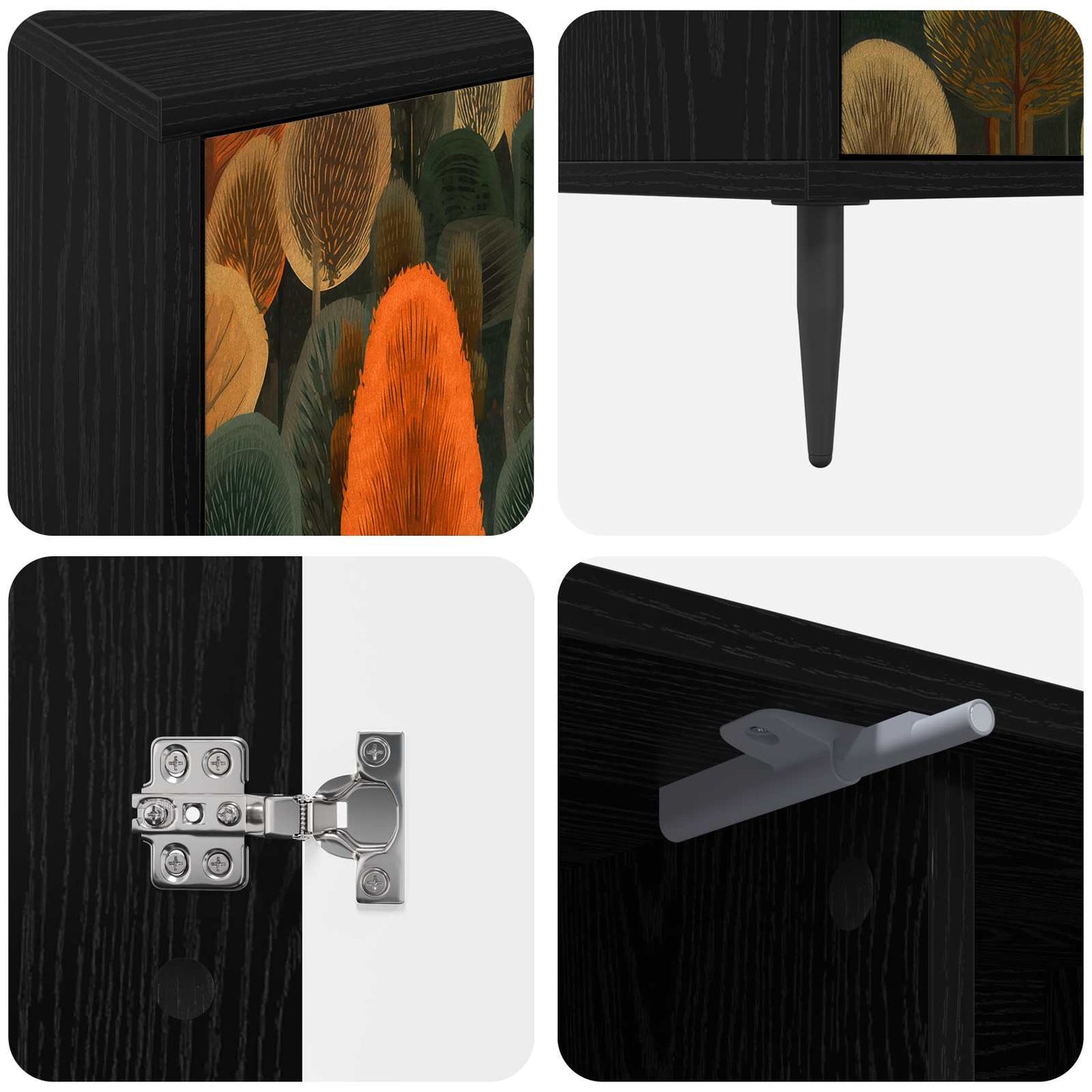 vidaXL TV Cabinet ZAANDAM 102 x 33 x 51 cm Black Oak Engineered Wood