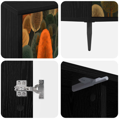 vidaXL TV Cabinet ZAANDAM 102 x 33 x 51 cm Black Oak Engineered Wood